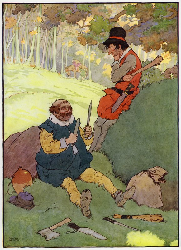 Illustration för Babes in the Wood (färg litho) av Frank Adams