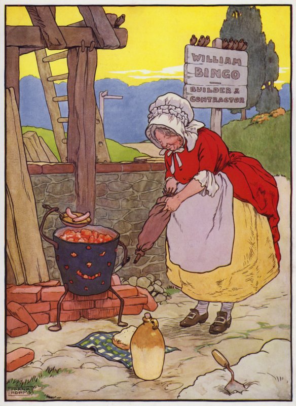 Illustration för Old Dame Trot And Her Pig (färg litho) av Frank Adams
