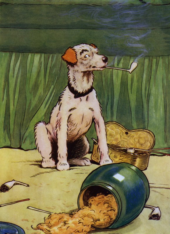 Illustration för Old Mother Hubbard (litho i färg) av Frank Adams