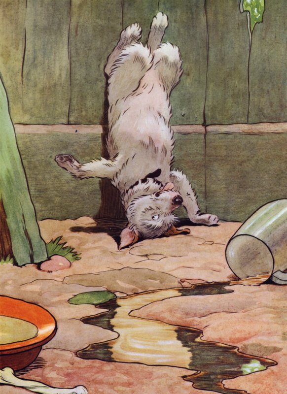 Illustration för Old Mother Hubbard (litho i färg) av Frank Adams