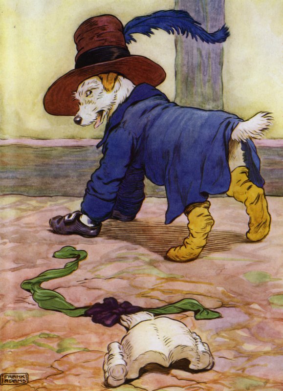 Illustration för Old Mother Hubbard (litho i färg) av Frank Adams
