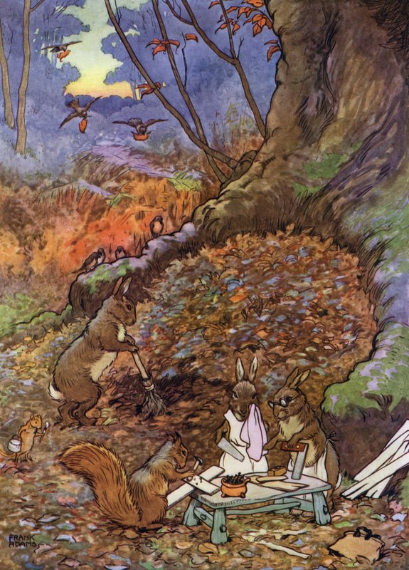 Illustration för The Babes in the Wood (färg litho) av Frank Adams