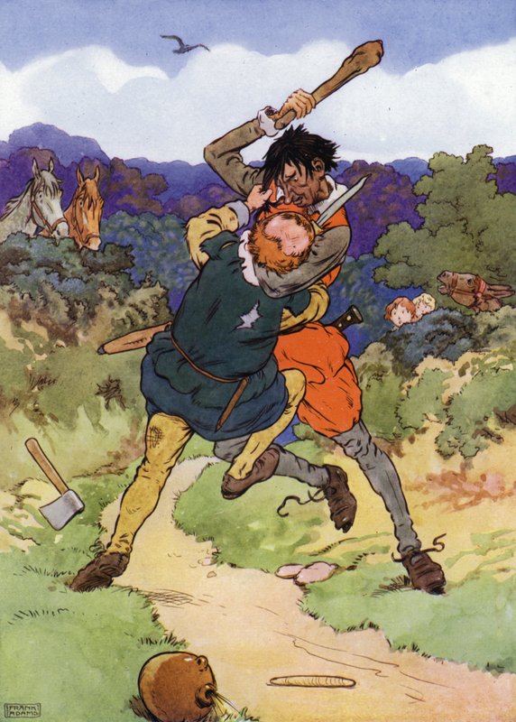 Illustration för The Babes in the Wood (färg litho) av Frank Adams