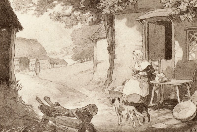 Illustration för The Scholar-Gipsy av Matthew Arnold (litho i färg) av Frank Adams