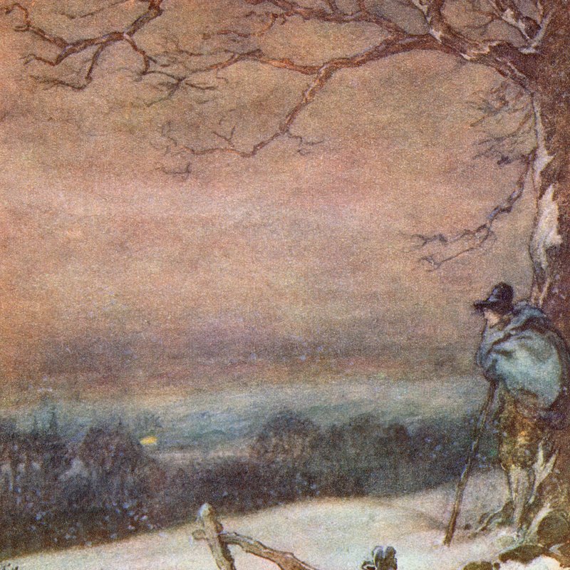 Illustration för The Scholar-Gipsy av Matthew Arnold (litho i färg) av Frank Adams
