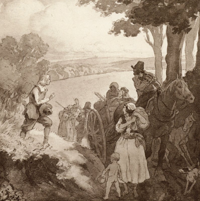 Illustration för The Scholar-Gipsy av Matthew Arnold (litho i färg) av Frank Adams