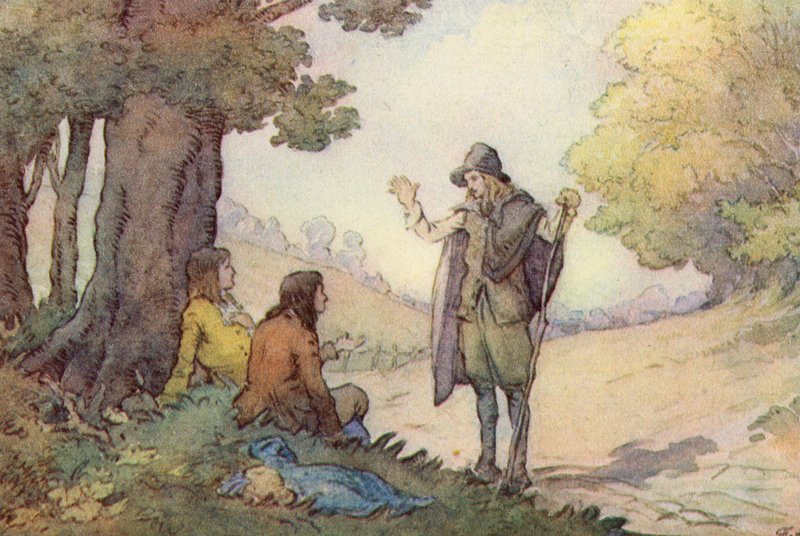 Illustration för The Scholar-Gipsy av Matthew Arnold (litho i färg) av Frank Adams