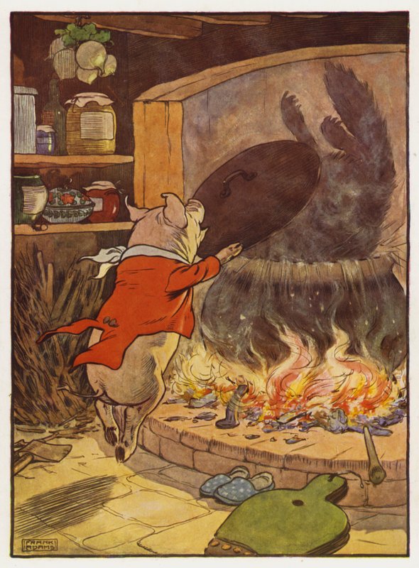 Illustration för de tre små grisarna av Frank Adams