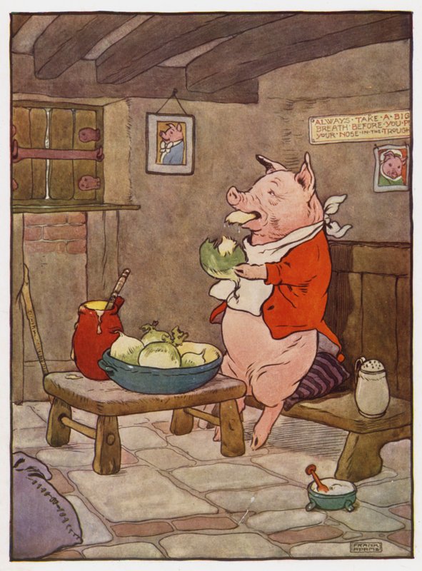 Illustration för de tre små grisarna av Frank Adams