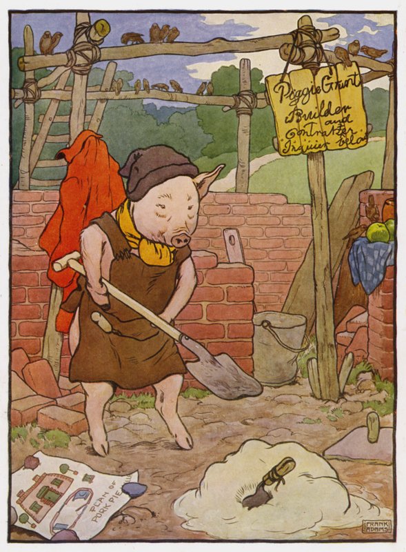 Illustration för de tre små grisarna av Frank Adams
