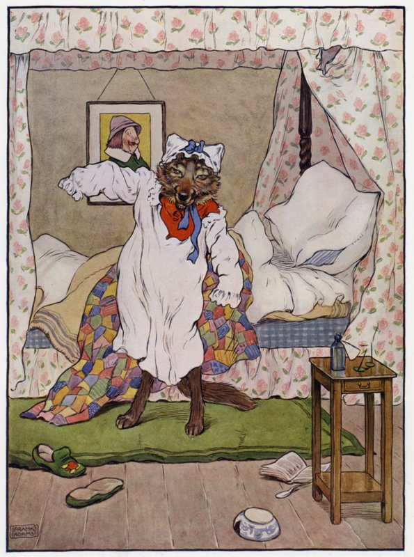 Rödluvan (färg litho) av Frank Adams