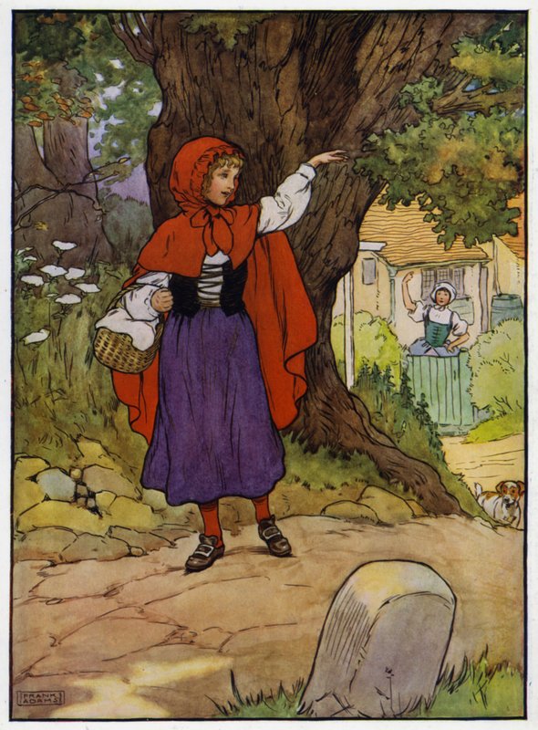 Rödluvan (färg litho) av Frank Adams