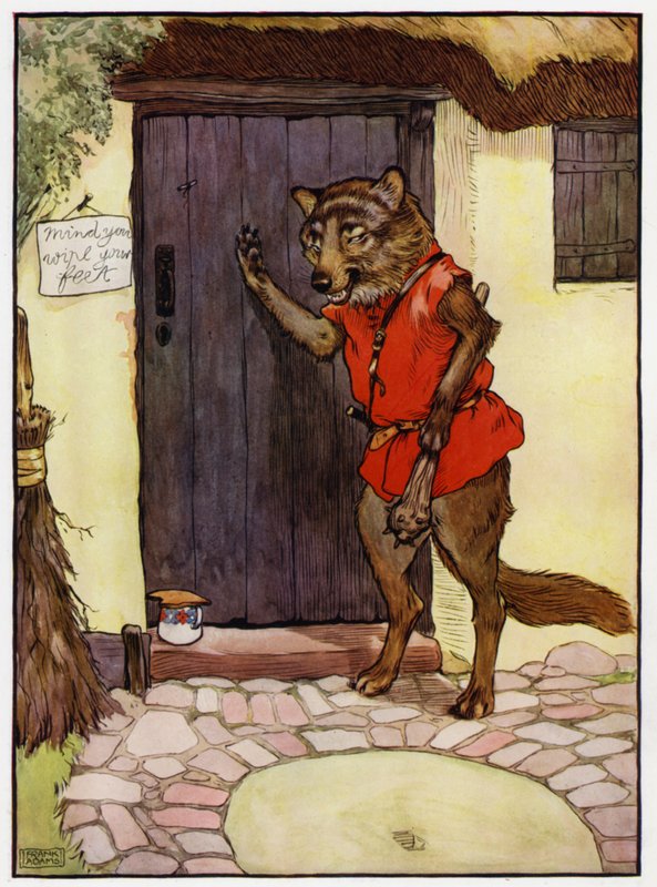 Rödluvan (färg litho) av Frank Adams