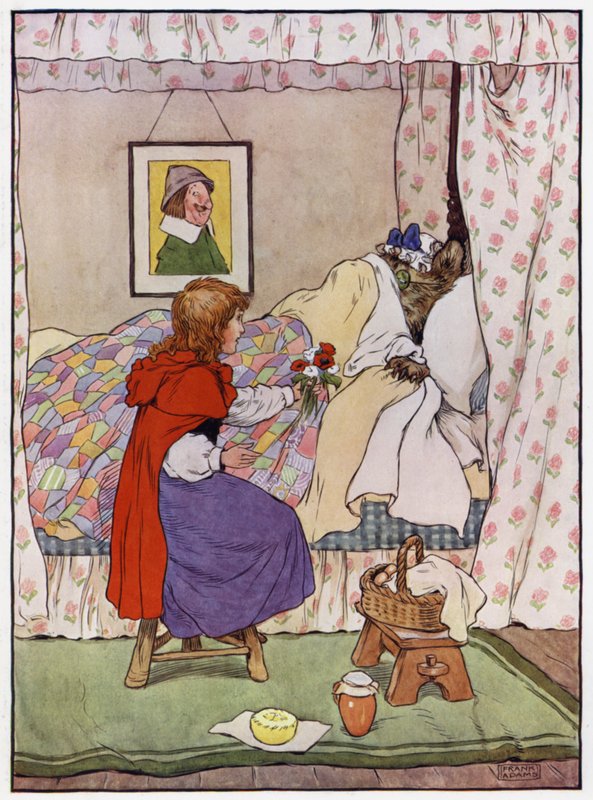 Rödluvan (färg litho) av Frank Adams