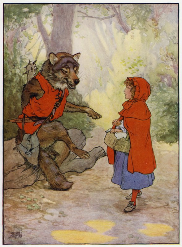 Rödluvan (färg litho) av Frank Adams