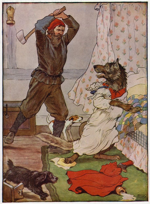 Rödluvan (färg litho) av Frank Adams