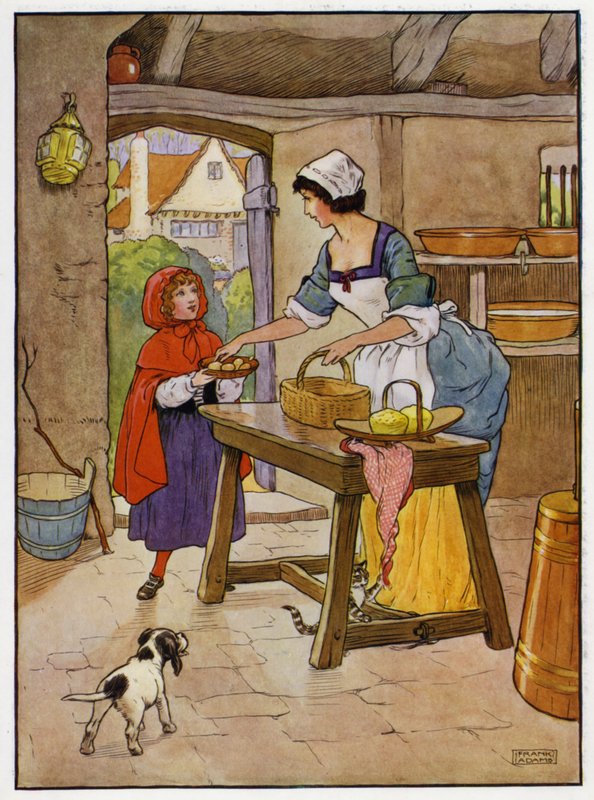 Rödluvan (färg litho) av Frank Adams