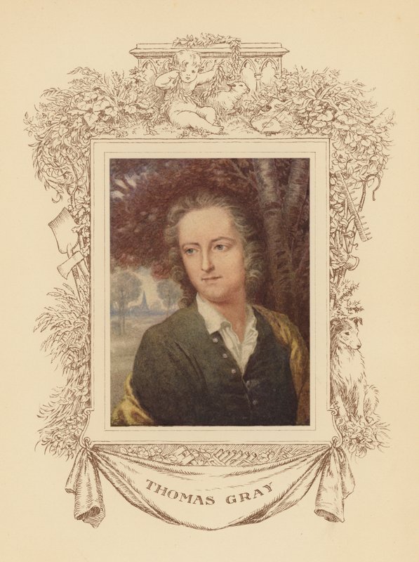 Porträtt av poeten Thomas Gray (färglitografi) av Frank Adams