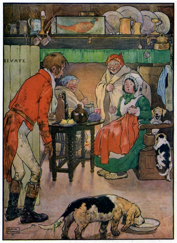 Three Jolly Huntsmen (färg litho) av Frank Adams