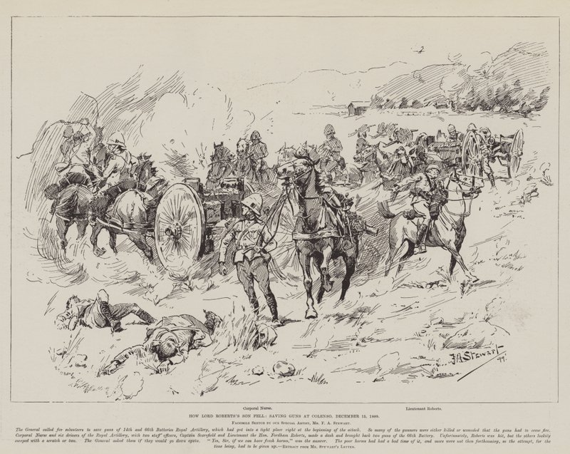 Hur Lord Roberts son föll och räddade Guns vid Colenso, 15 december 1899 av Frank Algenon Stewart