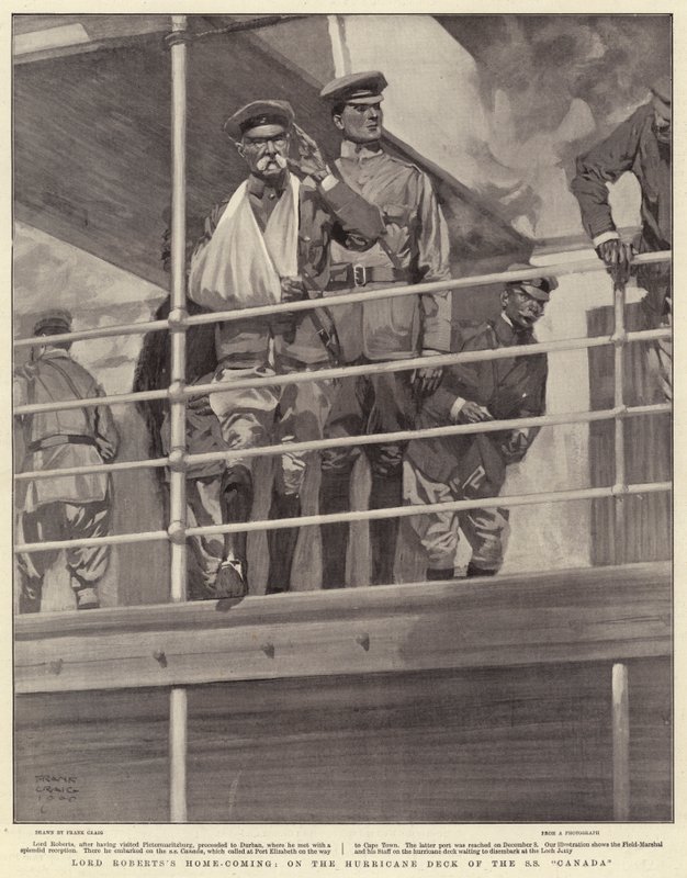 Lord Roberts hemkomst, på orkandäcket på SS Canada av Frank Craig