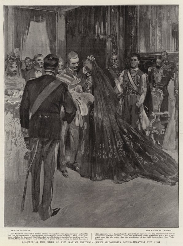 Drottning Margherita registrerade den italienska prinsessans födelse och gratulerade kungen av Frank Craig