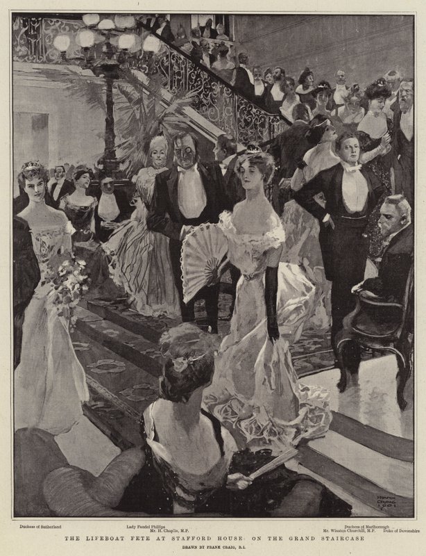Livbåtsfesten vid Stafford House på Grand Staircase av Frank Craig