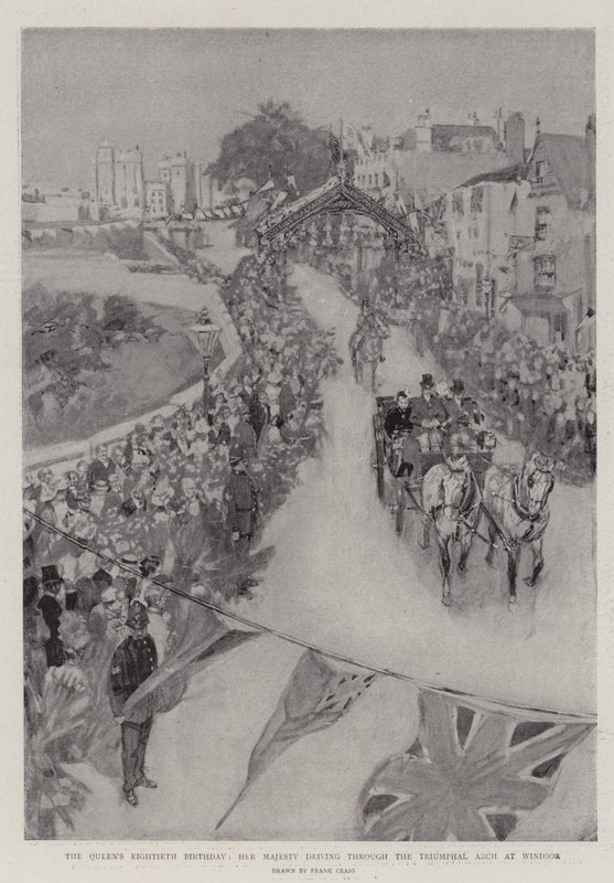 O le Aso Fanau Lona valusefulu o le Masiofo, o lana taavale solofanua i le Triumphal Arch i Windsor av Frank Craig