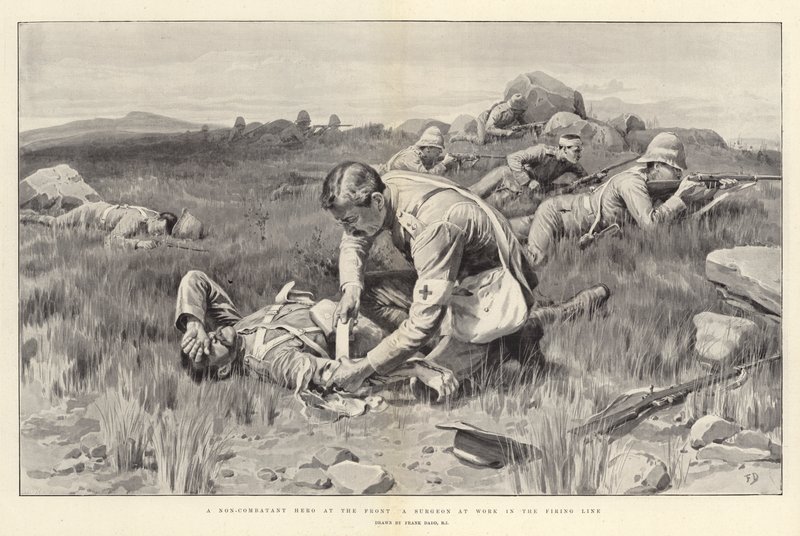 En icke-stridande hjälte vid fronten en kirurg på jobbet i skjutlinjen av Frank Dadd