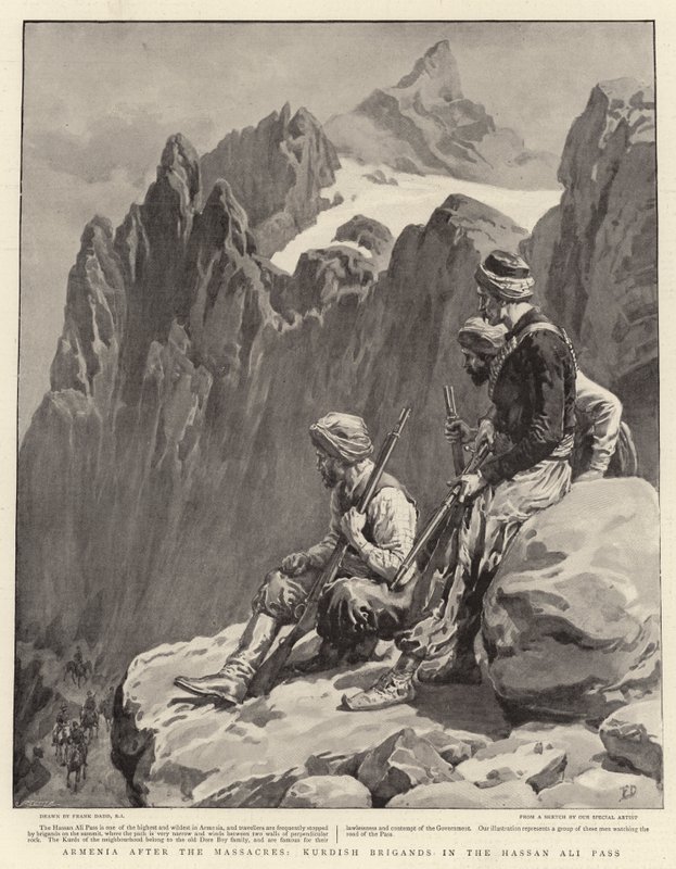 Armenien efter massakrerna, kurdiska brigander i Hassan Ali-passet av Frank Dadd