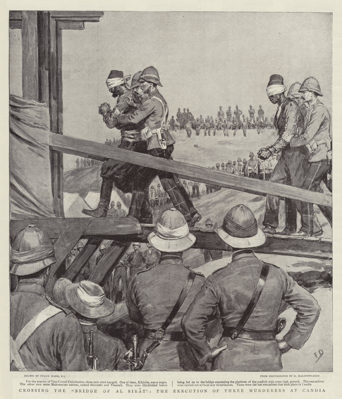 Över bron i Al Sirat, avrättningen av tre mördare i Candia av Frank Dadd