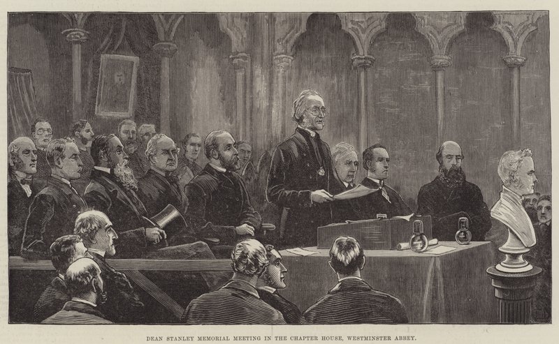 Möte till minne av Dean Stanley i kapitelsalen, Westminster Abbey av Frank Dadd