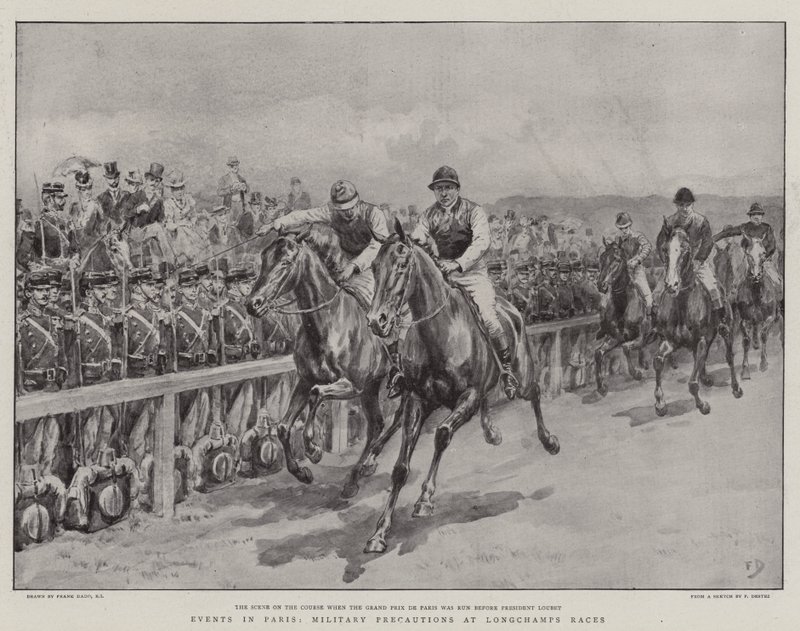 Händelser i Paris, Militära försiktighetsåtgärder vid Longchamps Races av Frank Dadd