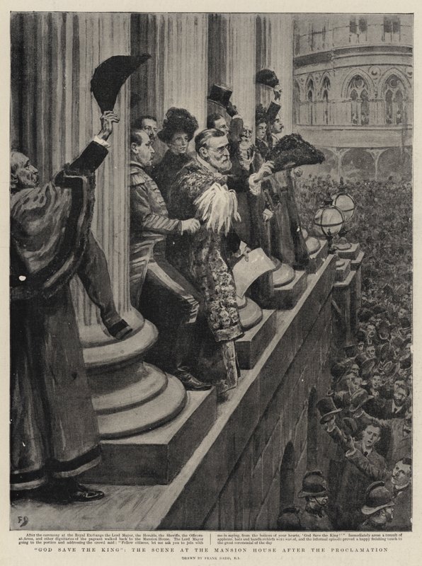 Gud bevare kungen, scenen i herrgården efter proklamationen av Frank Dadd