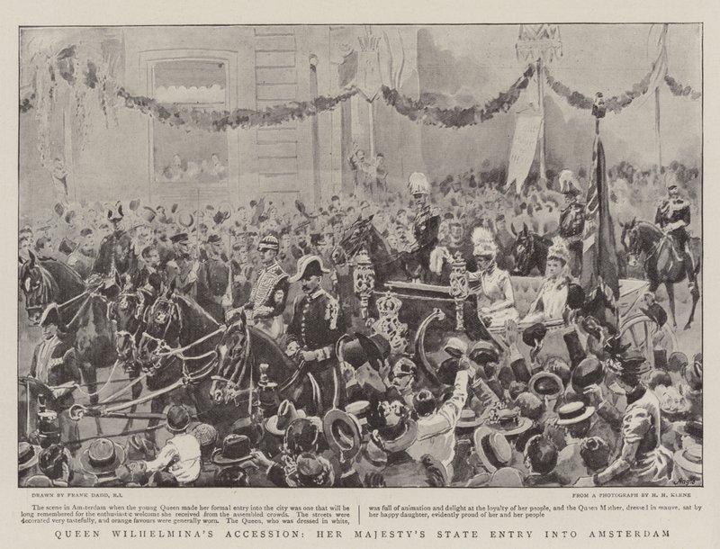 Drottning Wilhelminas tillträde, Hennes Majestäts statsinträde i Amsterdam av Frank Dadd