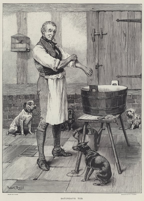 Lördagar Tub gravyr av Frank Dadd