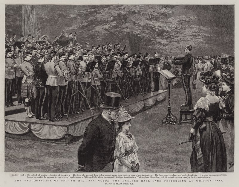 British Military Musics högkvarter, Kneller Hall Band uppträder på Whitton Park av Frank Dadd
