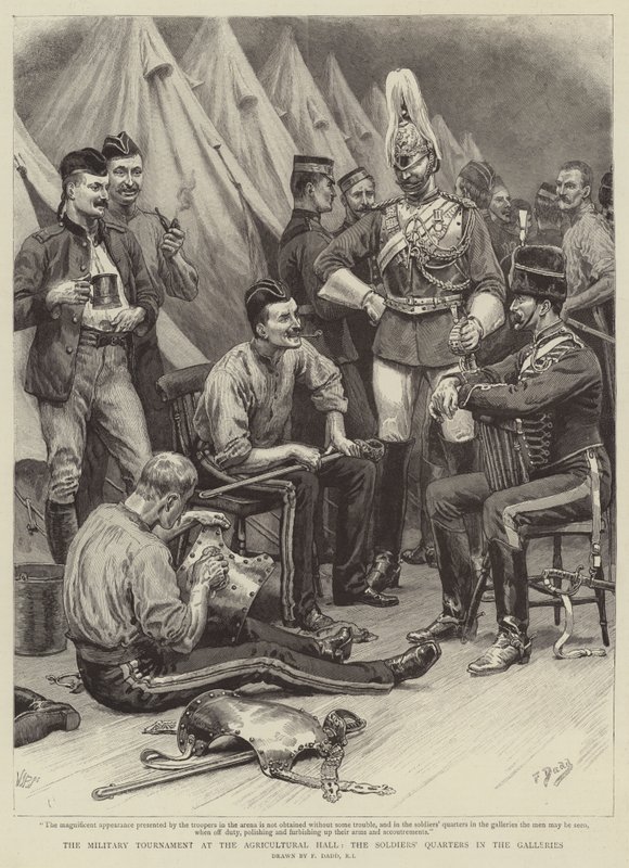 Militärturneringen vid Lantbrukshallen, Soldatkvarteren i Gallerierna av Frank Dadd