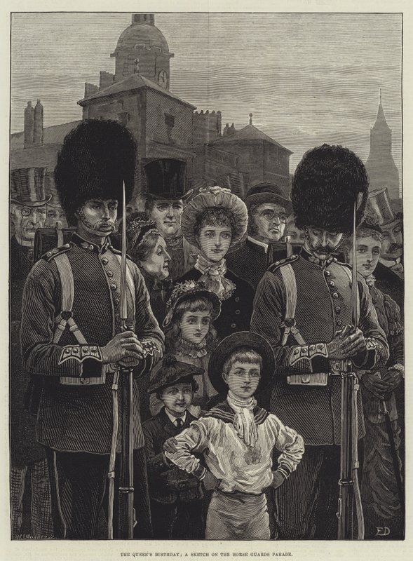 Drottningens födelsedag, en skiss från Horse Guards Parade av Frank Dadd