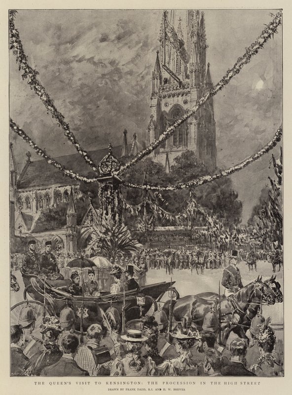 Drottningens besök i Kensington, processionen på High Street av Frank Dadd