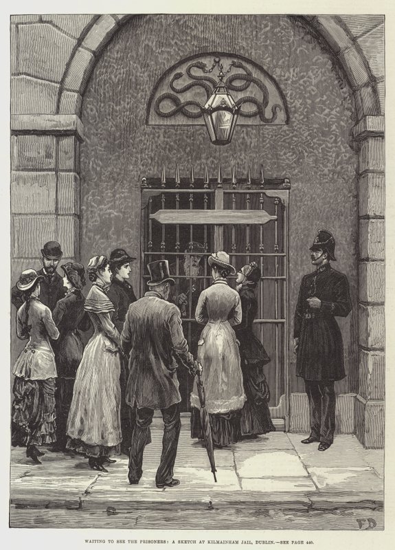 Väntar på att se fångarna, en skiss i Kilmainham-fängelset, Dublin av Frank Dadd