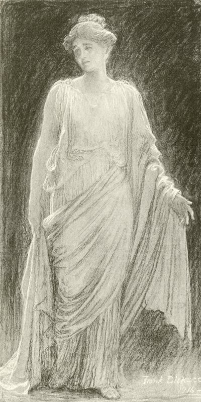 Madame de Navarro (Mary Anderson) som Hermione i en "Vinterhistoria" (djuptryck) av Frank Dicksee