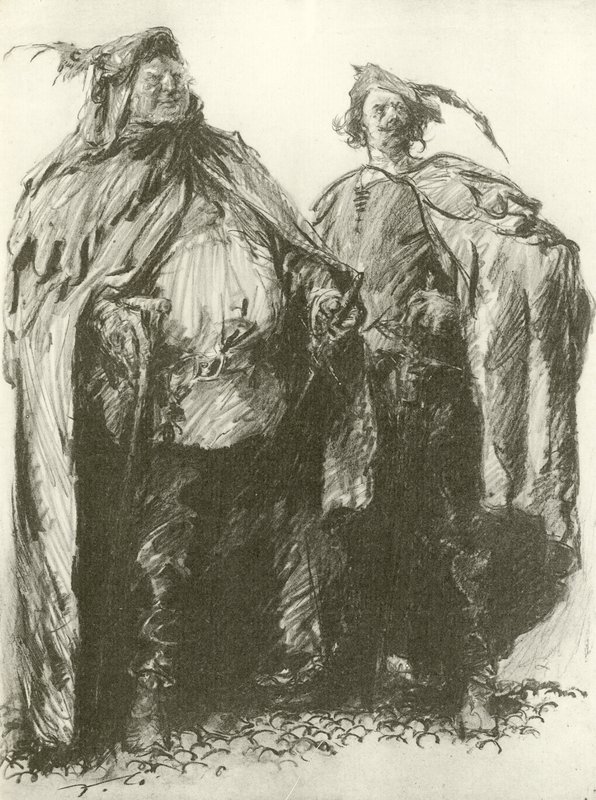 Sir John Falstaff och pistol (gravyr) av Frank Gillett