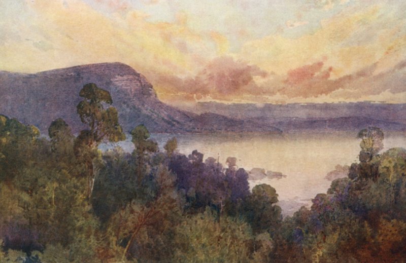 Nya Zeeland: Lake Waikare-Moana (färglitografi) av Frank H Wright