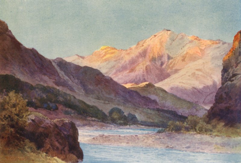 Nya Zeeland: Wairau Gorge (färglitografi) av Frank H Wright