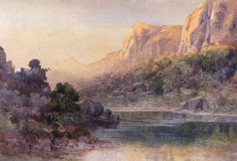 Nya Zeeland: Waihi Bay, Whangaroa Harbour (färglitografi) av Frank H Wright