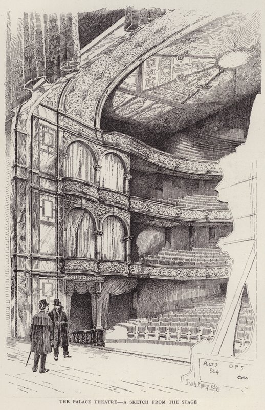 Interiör av Palace Theatre, London (litho) av Frank Murray
