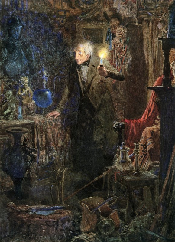 The Old Curiosity Shop (färglitografi) av Frank Reynolds