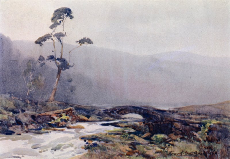 A Moorland Stream (färg litho) av Frank Southgate