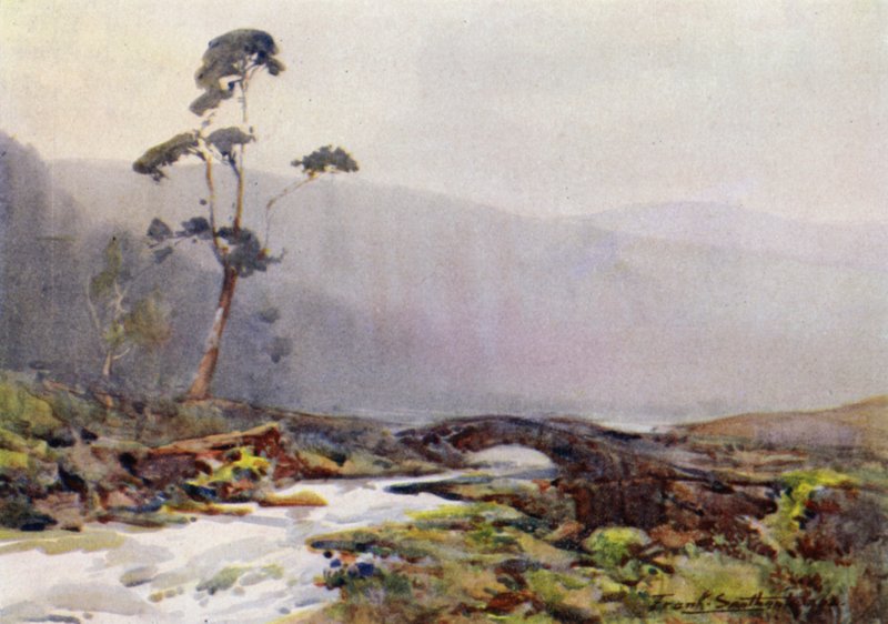 A Moorland Stream (färg litho) av Frank Southgate